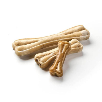 Büffelhaut-Kauknochen mit Ziemerfüllung (Größe M) – Harter Premium-Snack mit Fleischkern