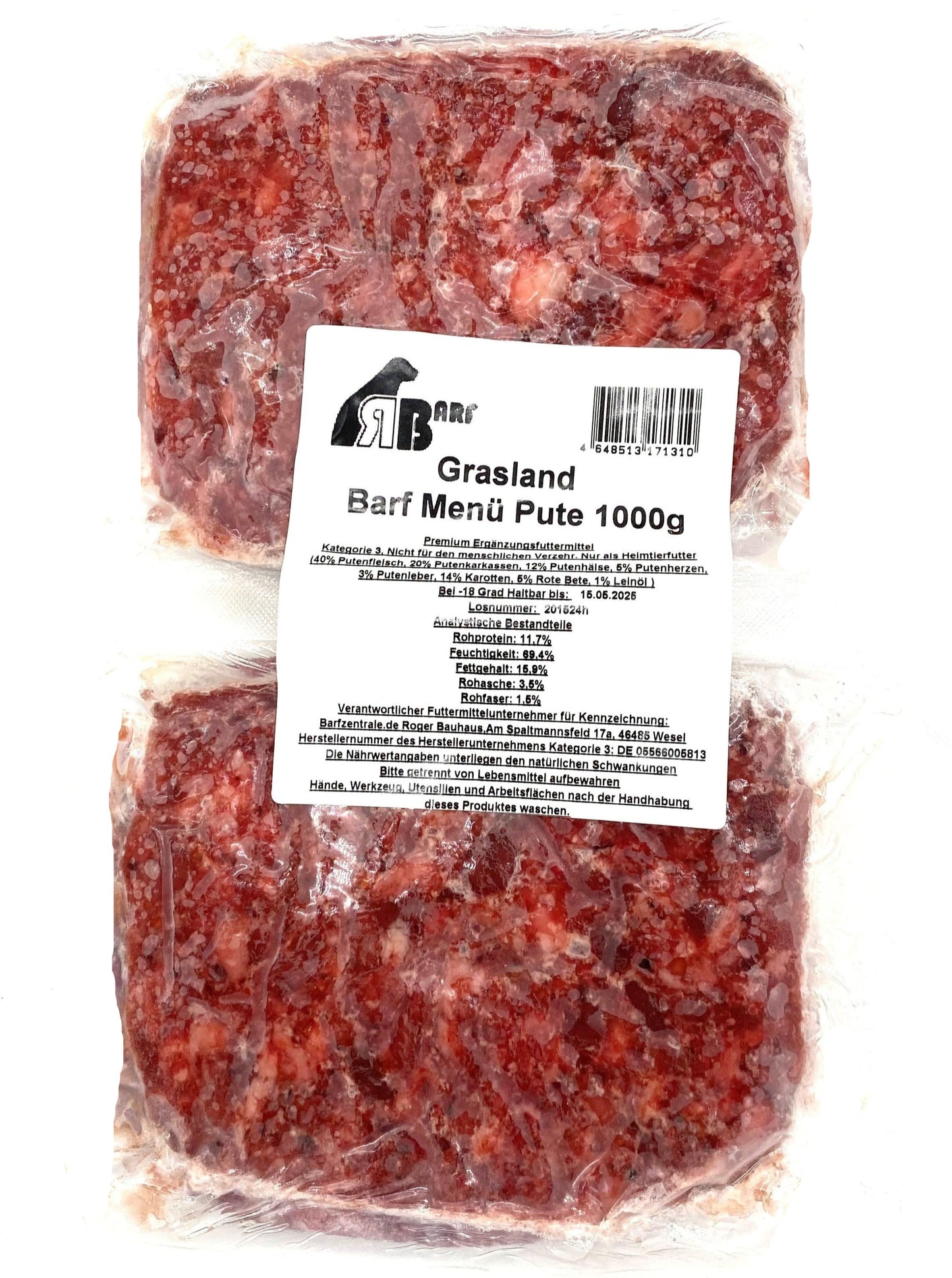 GRASLAND BARF-Menü Pute