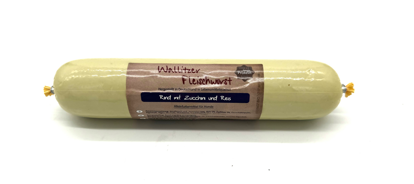 Wallitzer Rind mit Zucchini & Reis | Schnittfeste Kochwurst